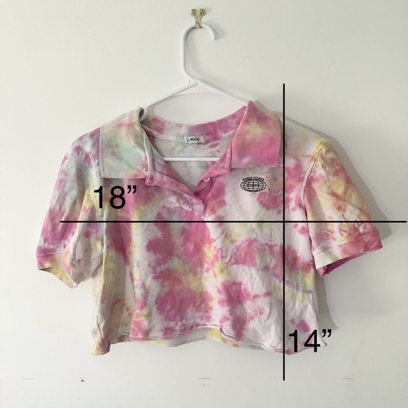 Ardene Tie Dye Women’s Short Sleeve Shirt in Pink, Yellow, Teal - Picture 7 of 7